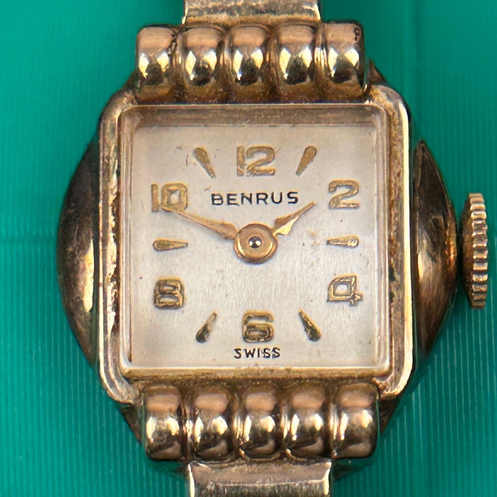 Benrus Vintage Swiss Ladies Cocktail Watch 10K RGP Bezel Gold Tone Tested